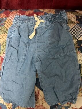 Kids Light Blue Drawstring Chambray Shorts